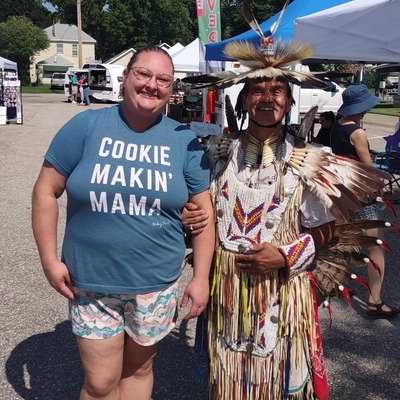 Dennis Rogers entertained the Market with a Native American song and dance performance