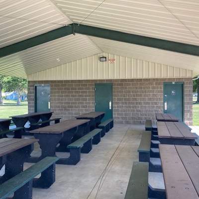 Open-air Pavilion with restroom facilities and storage