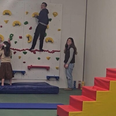 Enjoying the Rock Wall after Sign Class