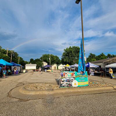 Rainbow after a little rain at market