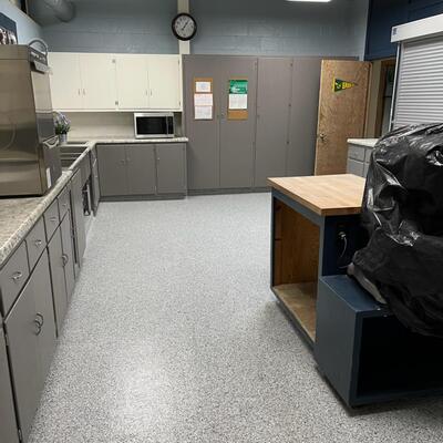 A brand new kitchen floor was installed with the 2020 proceeds.