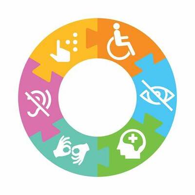 Image of disability symbols fitting together like puzzle pieces