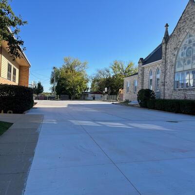 A concrete alleyway was added between the church & school with the 2021 proceeds.